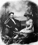 Portrait of Monroe Couple with Stuffed Alligators, Quincy, 1909