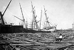 Lumber Schooners Partially Grounded on the Bayfront After the Hurricane of 1906, Pensacola